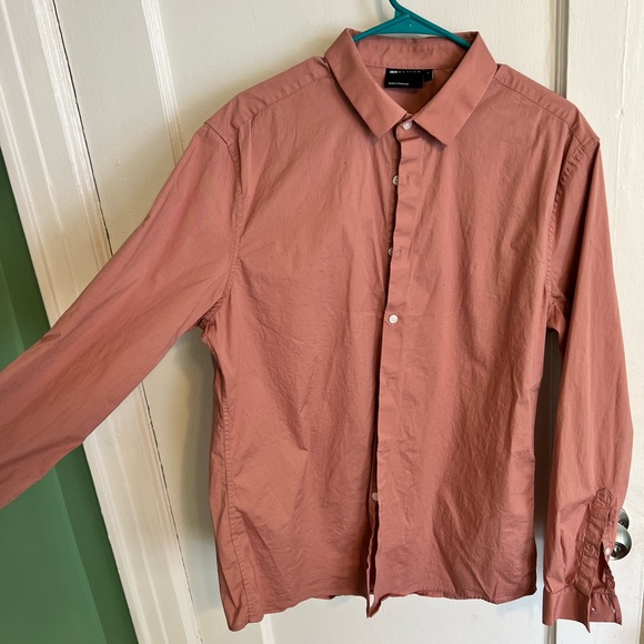ASOS blush pink long-sleeve stretch button-up - Picture 4 of 5